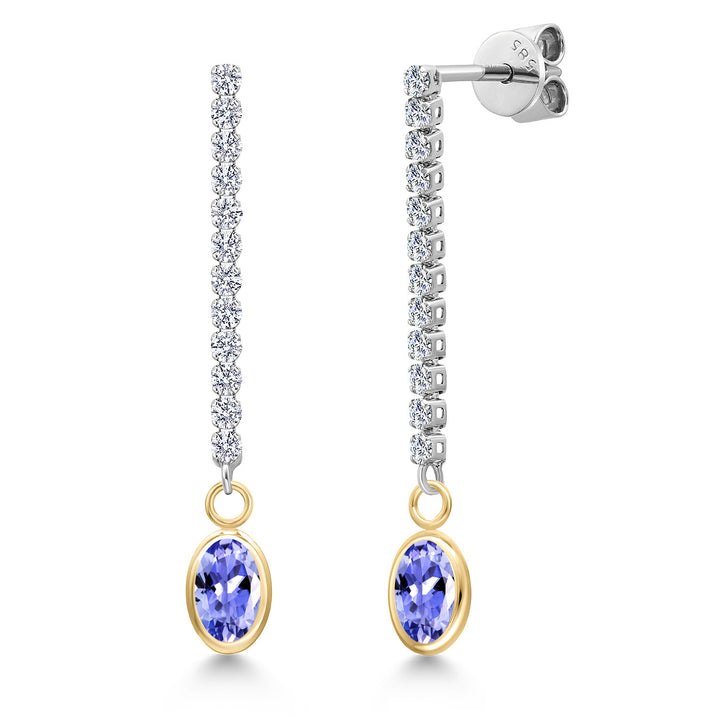 Tanzanite - December_Earrings in 14K Two Tone Gold