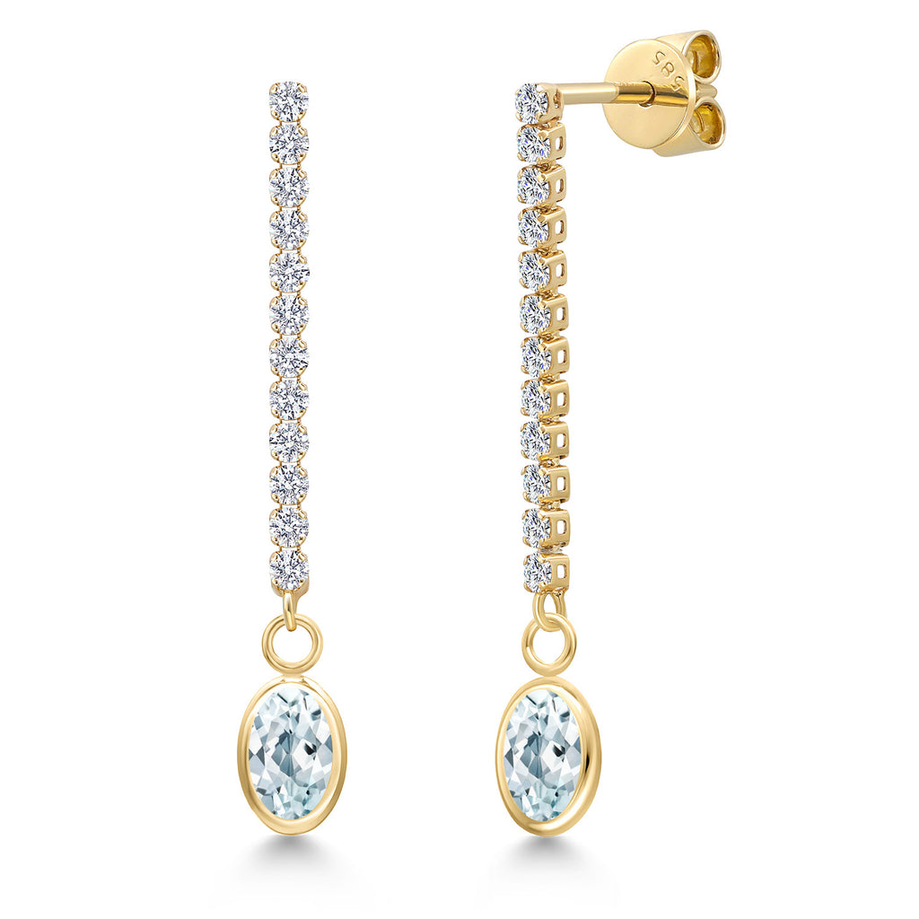Aquamarine - March_Earrings in 14K Yellow Gold