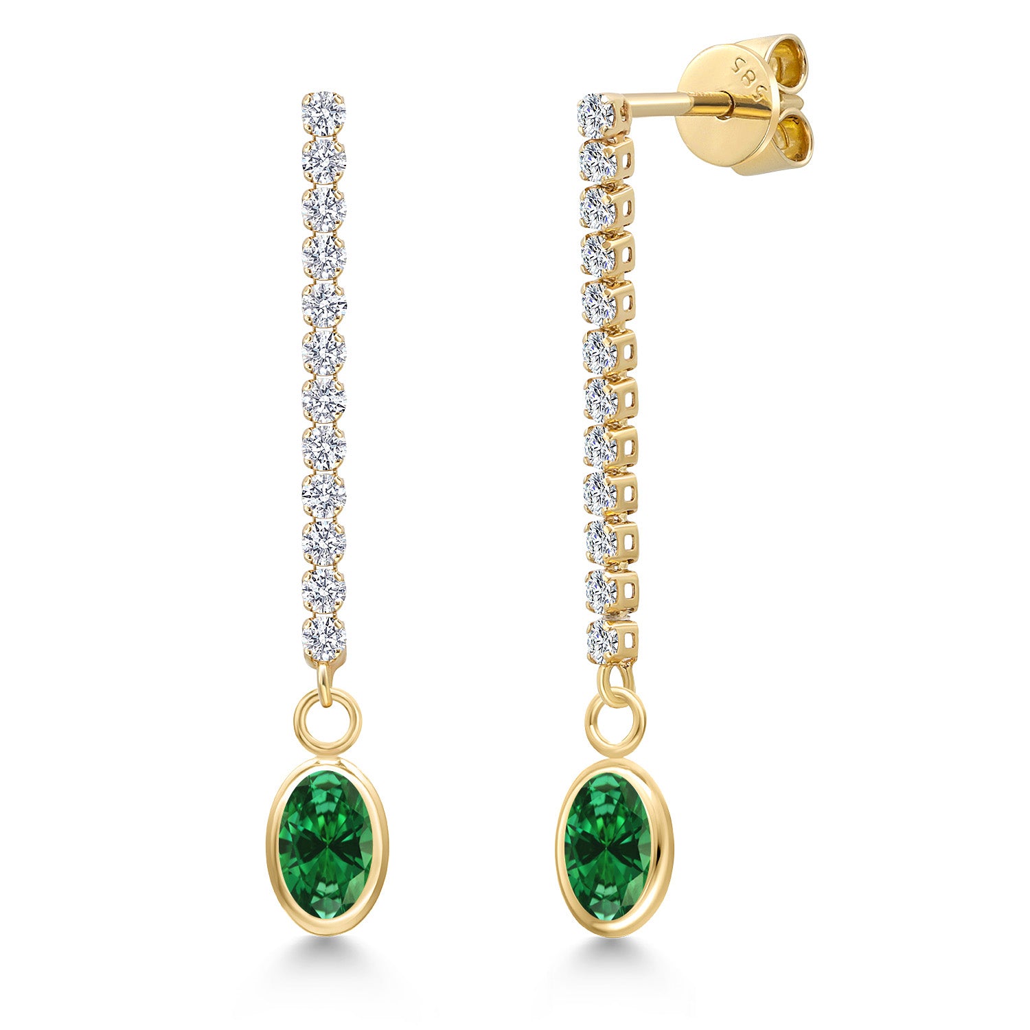 Created Emerald - May_Earrings in 14K Yellow Gold