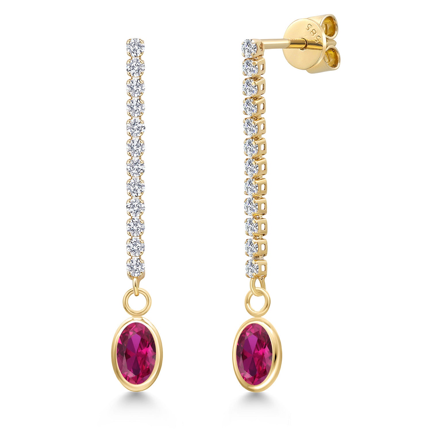 Created Ruby - July_Earrings in 14K Yellow Gold
