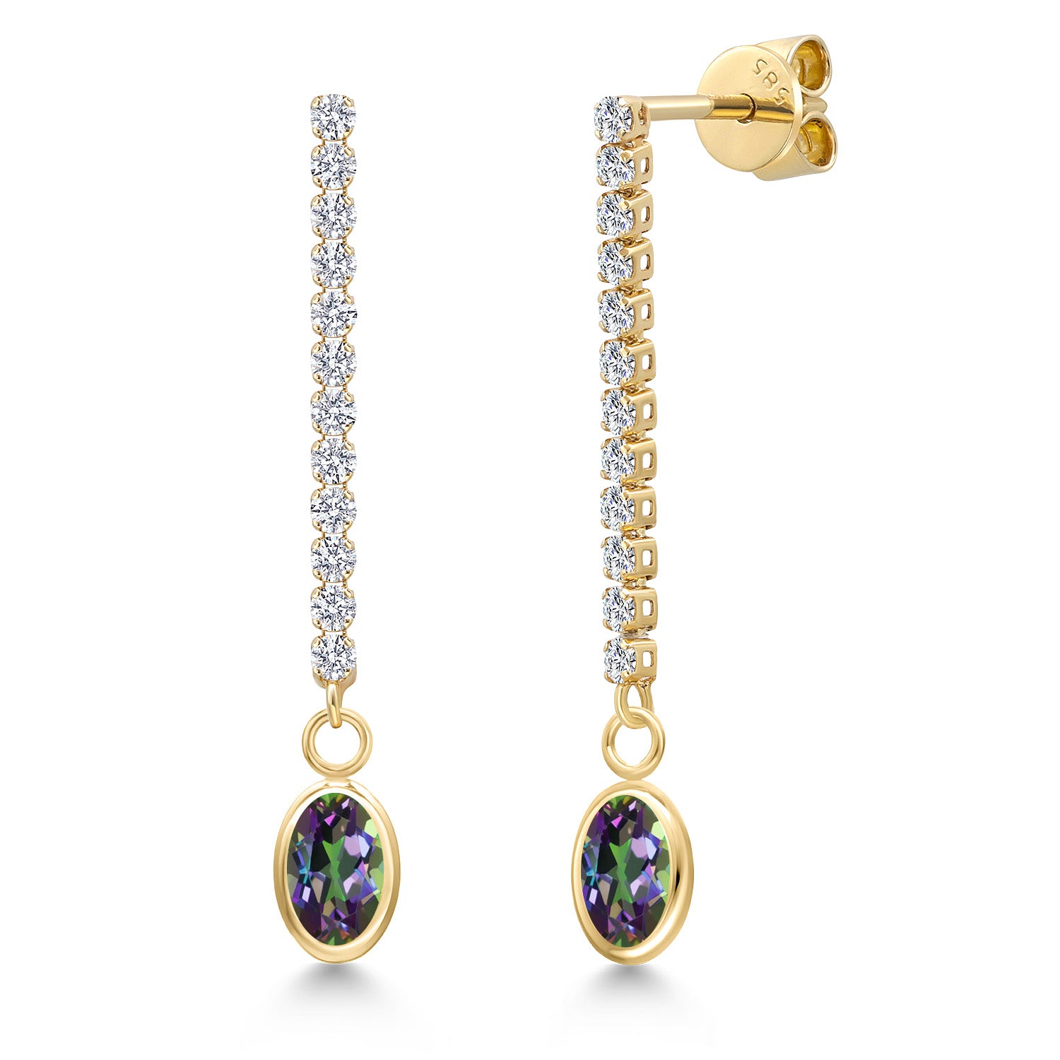 Green Mystic Topaz_Earrings in 14K Yellow Gold