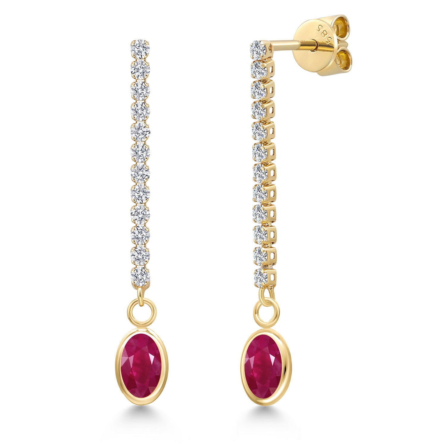 Ruby - July_Earrings in 14K Yellow Gold