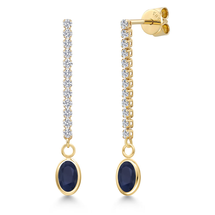 Blue Sapphire - September_Earrings in 14K Yellow Gold