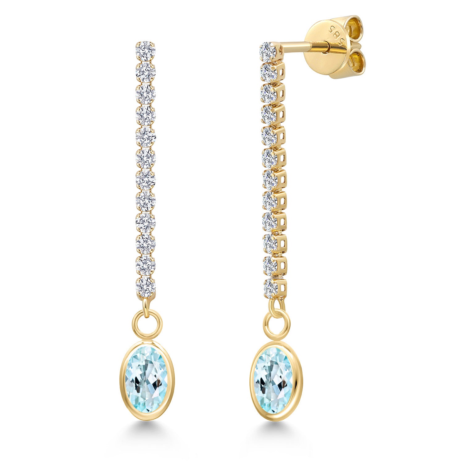 Sky Blue Topaz - November_Earrings in 14K Yellow Gold
