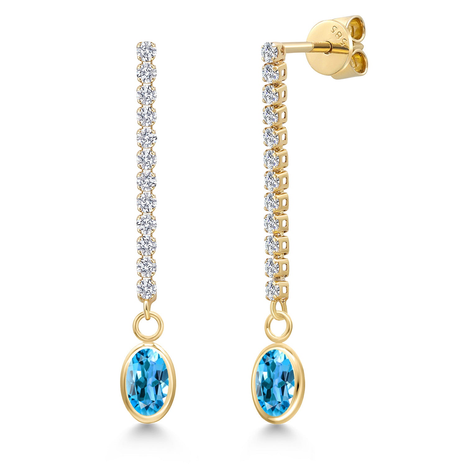 Swiss Blue Topaz - November_Earrings in 14K Yellow Gold