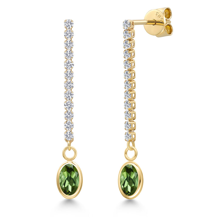 Green Tourmaline - October_Earrings in 14K Yellow Gold