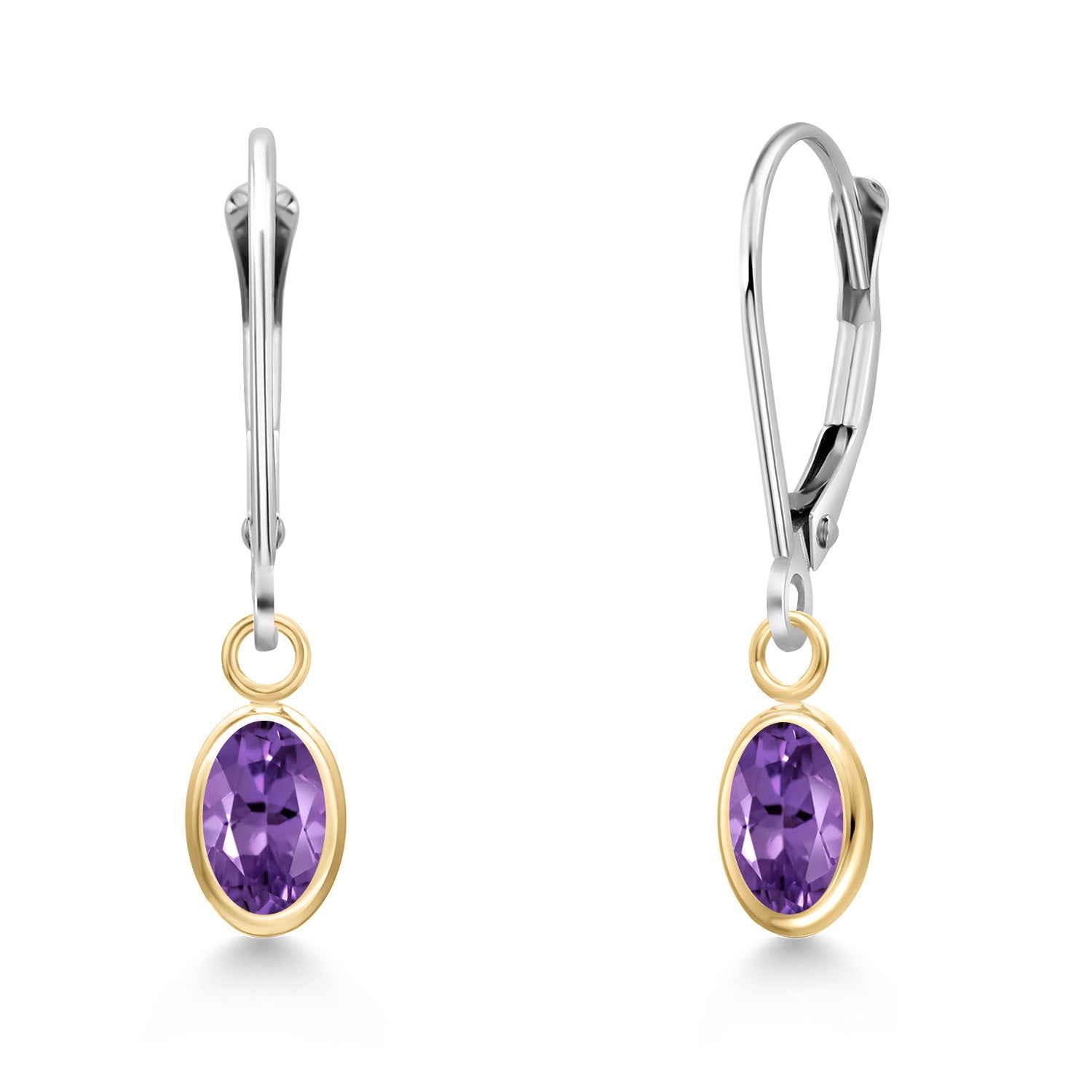 Amethyst - February_Earrings in 14K Two Tone Gold