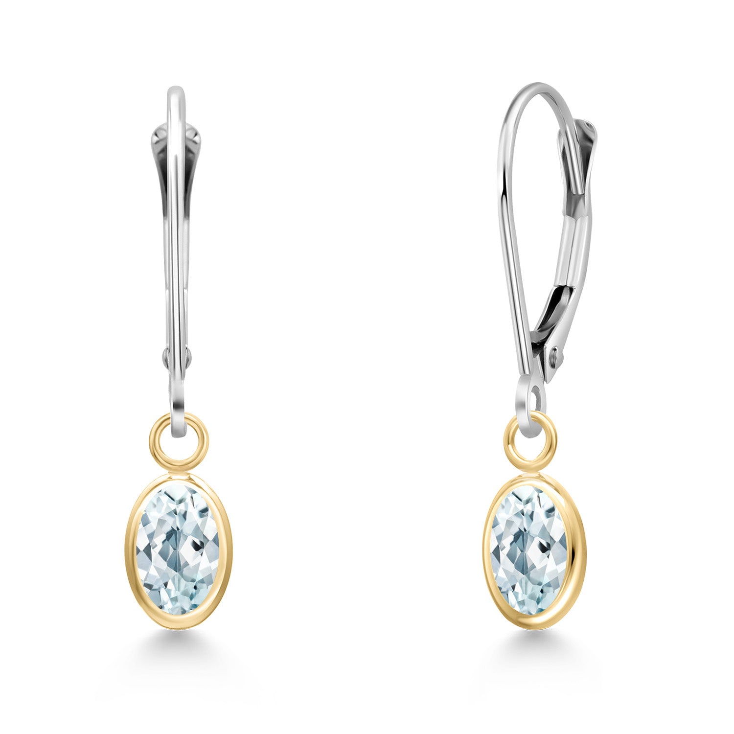 Aquamarine - March_Earrings in 14K Two Tone Gold