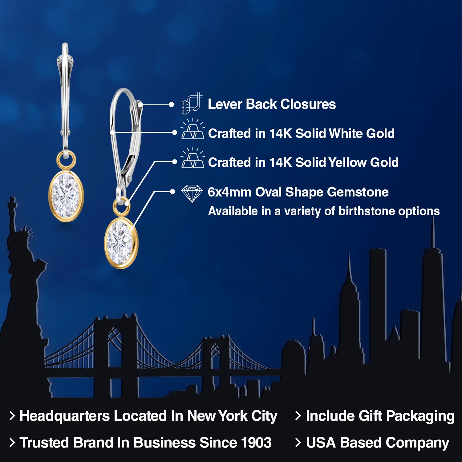 Near Colorless (GH)_Earrings in 14K Two Tone Gold