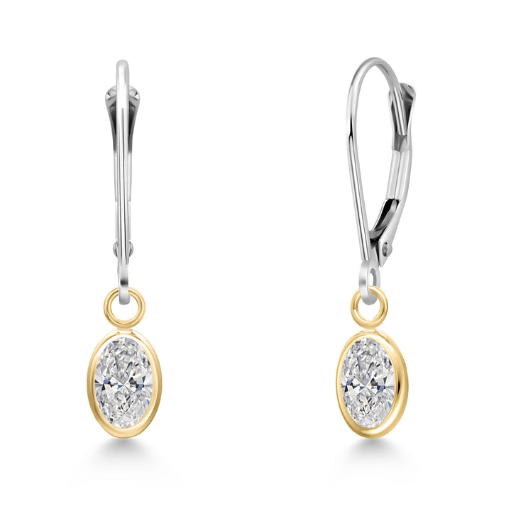 White Lab Grown Diamond - April_Earrings in 14K Two Tone Gold
