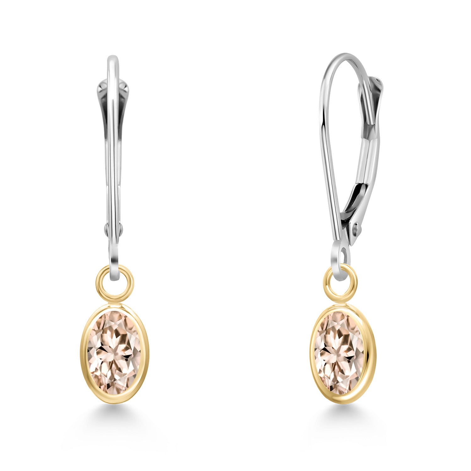 Morganite - October_Earrings in 14K Two Tone Gold