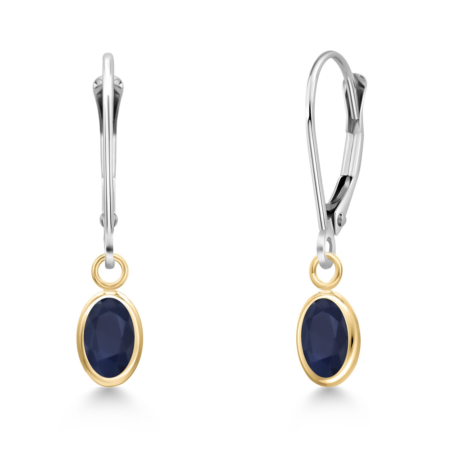 Blue Sapphire - September_Earrings in 14K Two Tone Gold