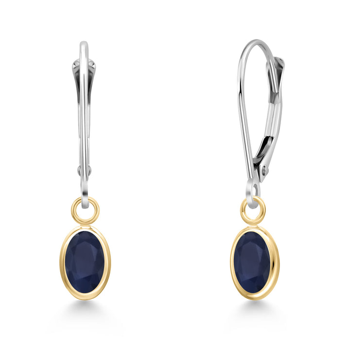Blue Sapphire - September_Earrings in 14K Two Tone Gold