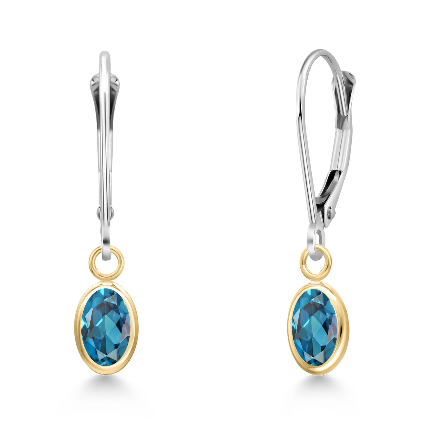 London Blue Topaz - November_Earrings in 14K Two Tone Gold