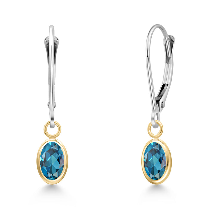 London Blue Topaz - November_Earrings in 14K Two Tone Gold