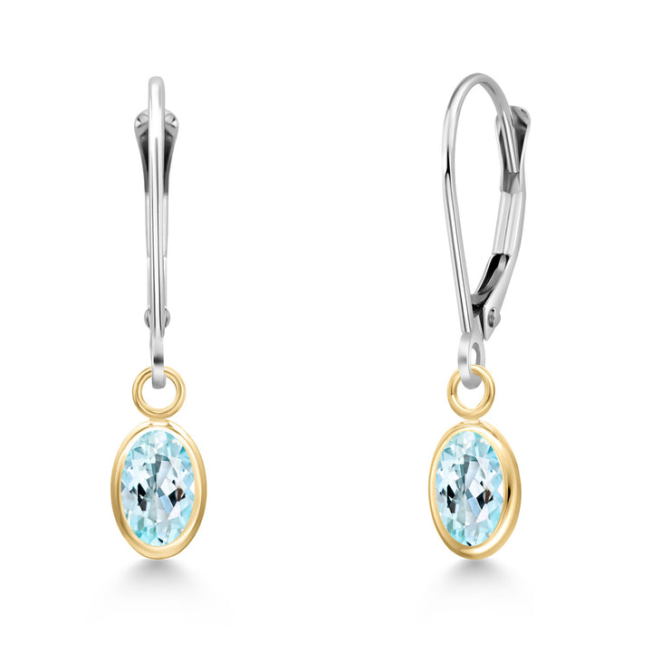 Sky Blue Topaz - November_Earrings in 14K Two Tone Gold