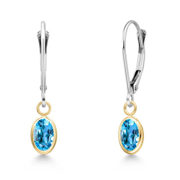 Swiss Blue Topaz - November_Earrings in 14K Two Tone Gold