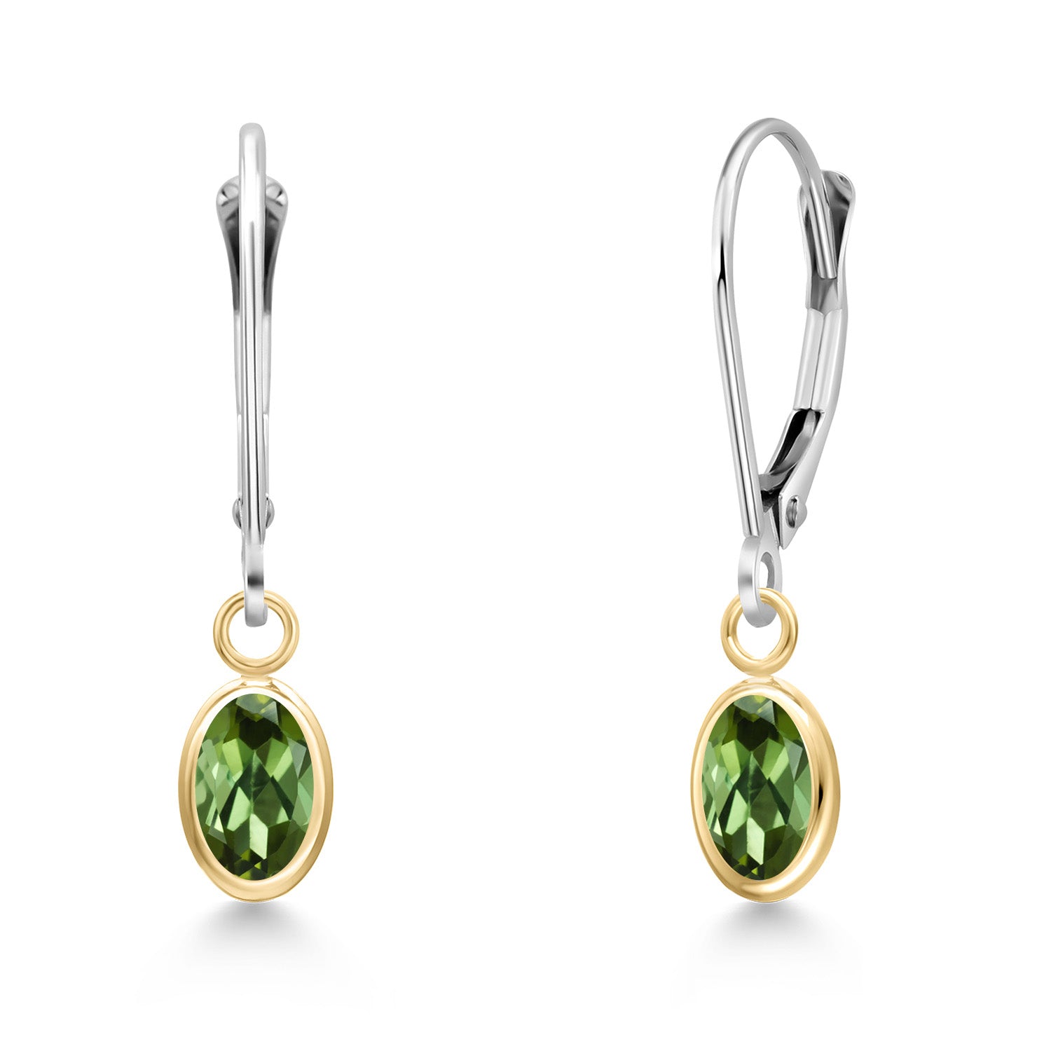 Green Tourmaline - October_Earrings in 14K Two Tone Gold