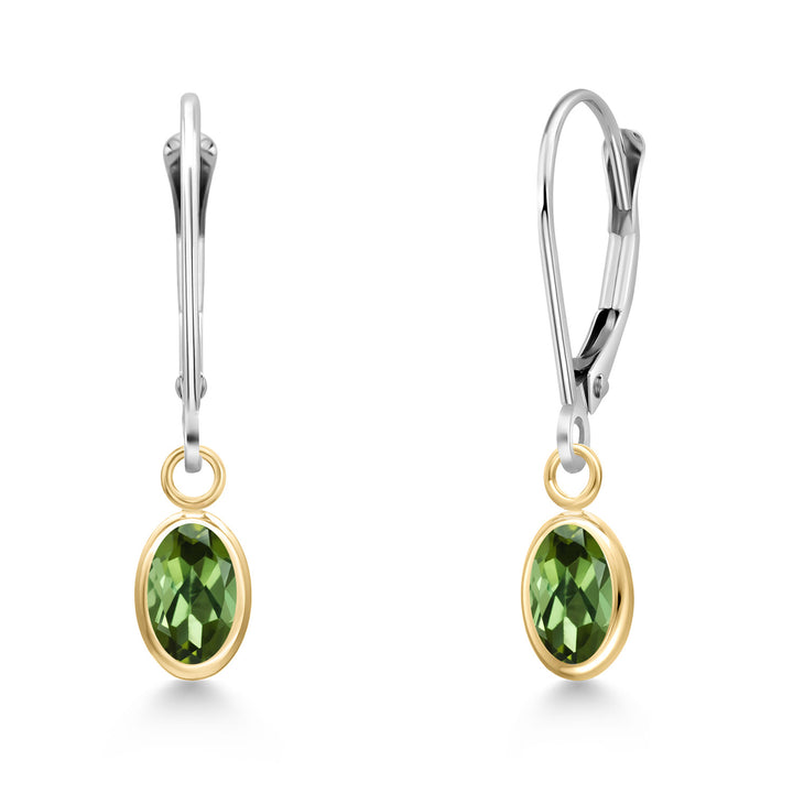 Green Tourmaline - October_Earrings in 14K Two Tone Gold