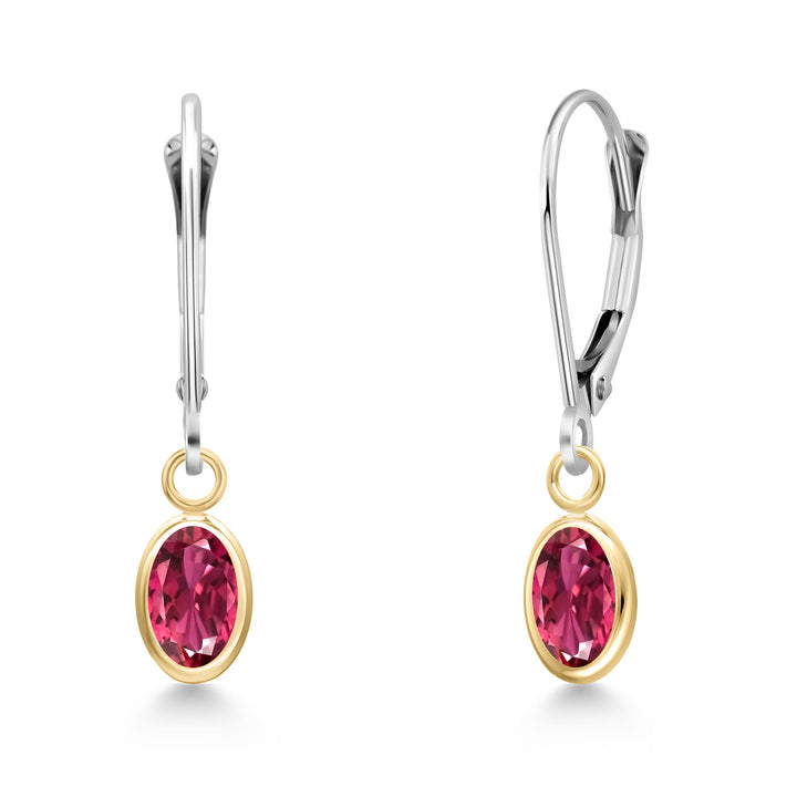 Pink Tourmaline - October_Earrings in 14K Two Tone Gold