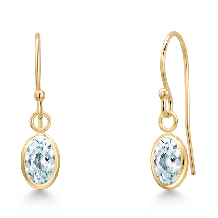 Aquamarine - March_Earrings in 14K Yellow Gold