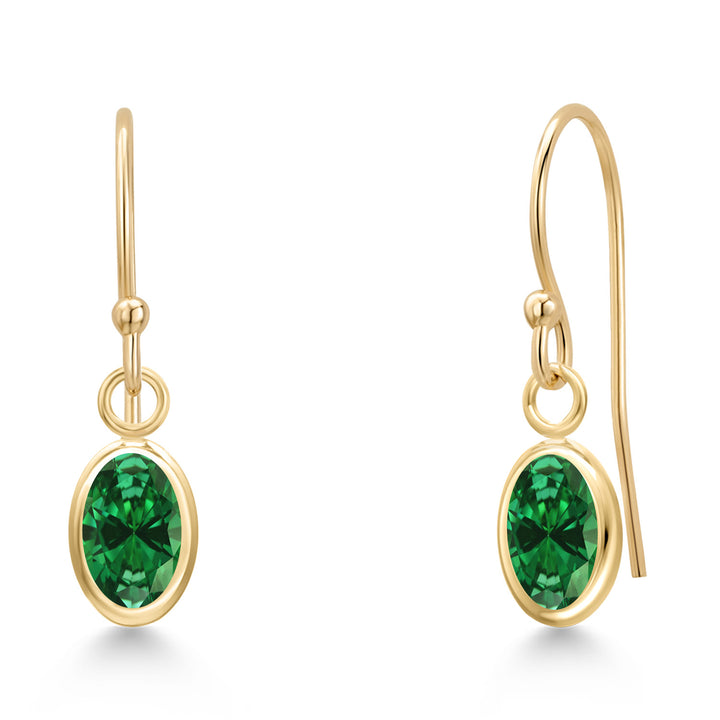 Created Emerald - May_Earrings in 14K Yellow Gold