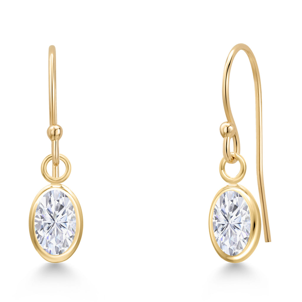 White Moissanite - April_Earrings in 14K Yellow Gold