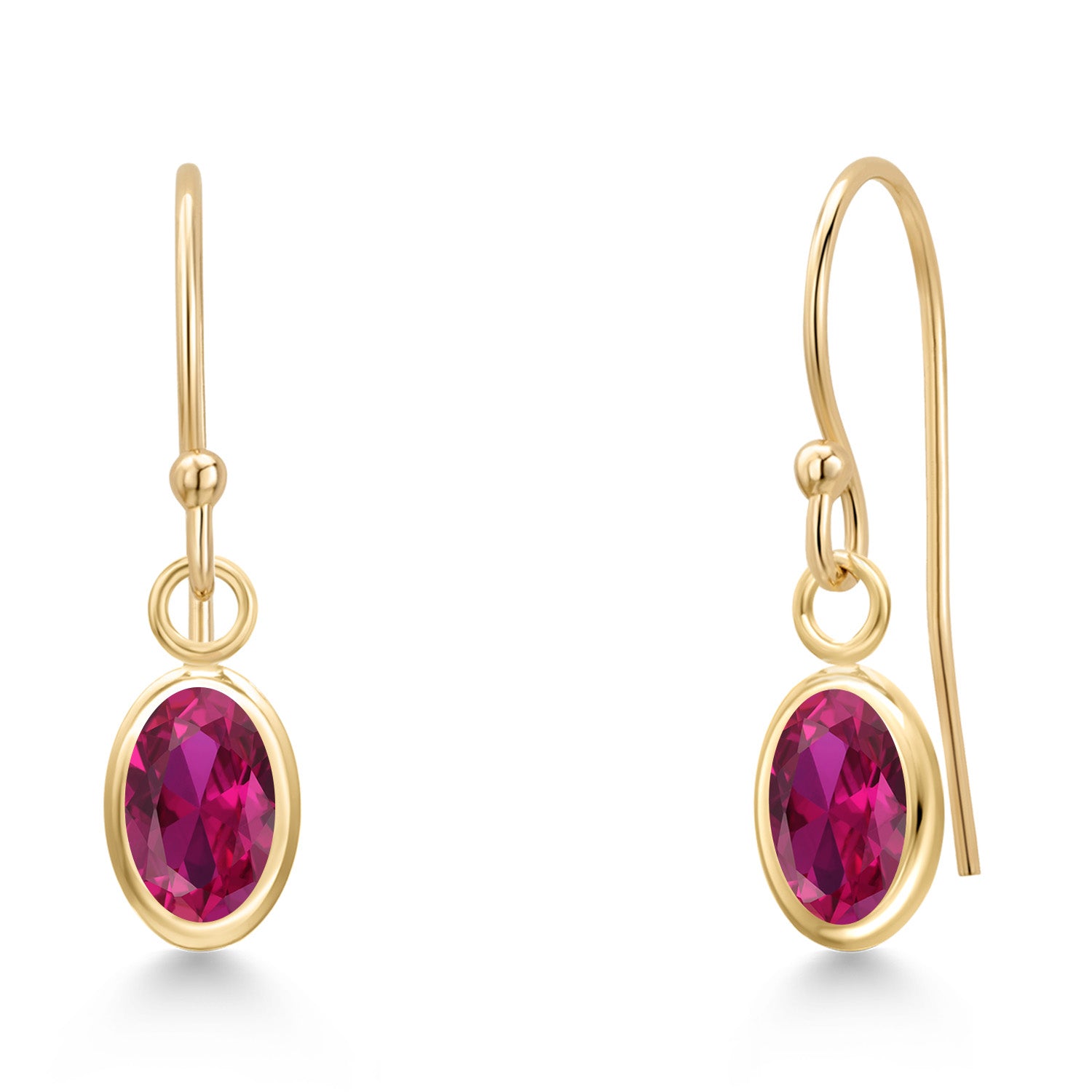 Created Ruby - July_Earrings in 14K Yellow Gold