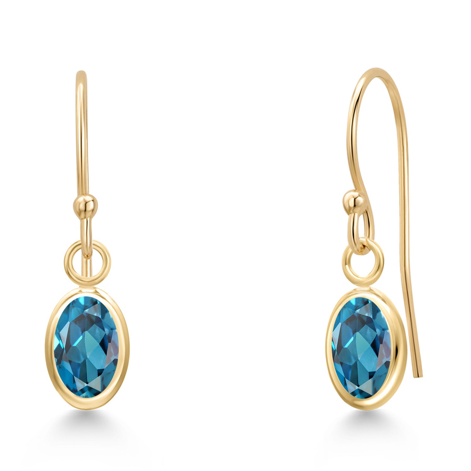 London Blue Topaz - November_Earrings in 14K Yellow Gold
