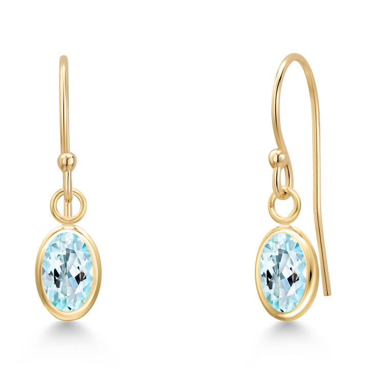 Sky Blue Topaz - November_Earrings in 14K Yellow Gold