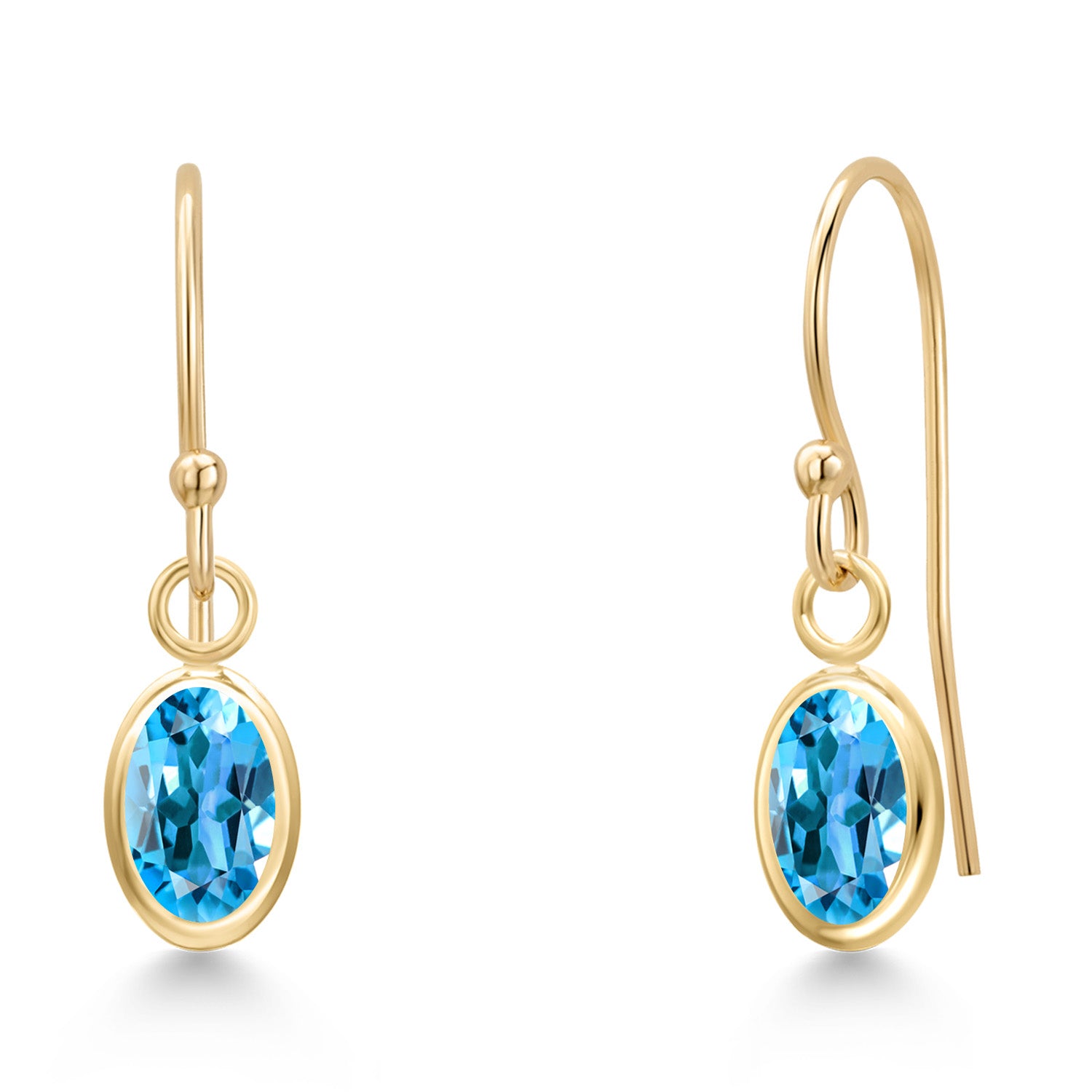 Swiss Blue Topaz - November_Earrings in 14K Yellow Gold