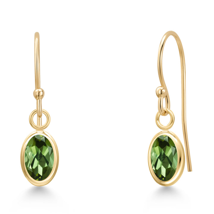 Green Tourmaline - October_Earrings in 14K Yellow Gold