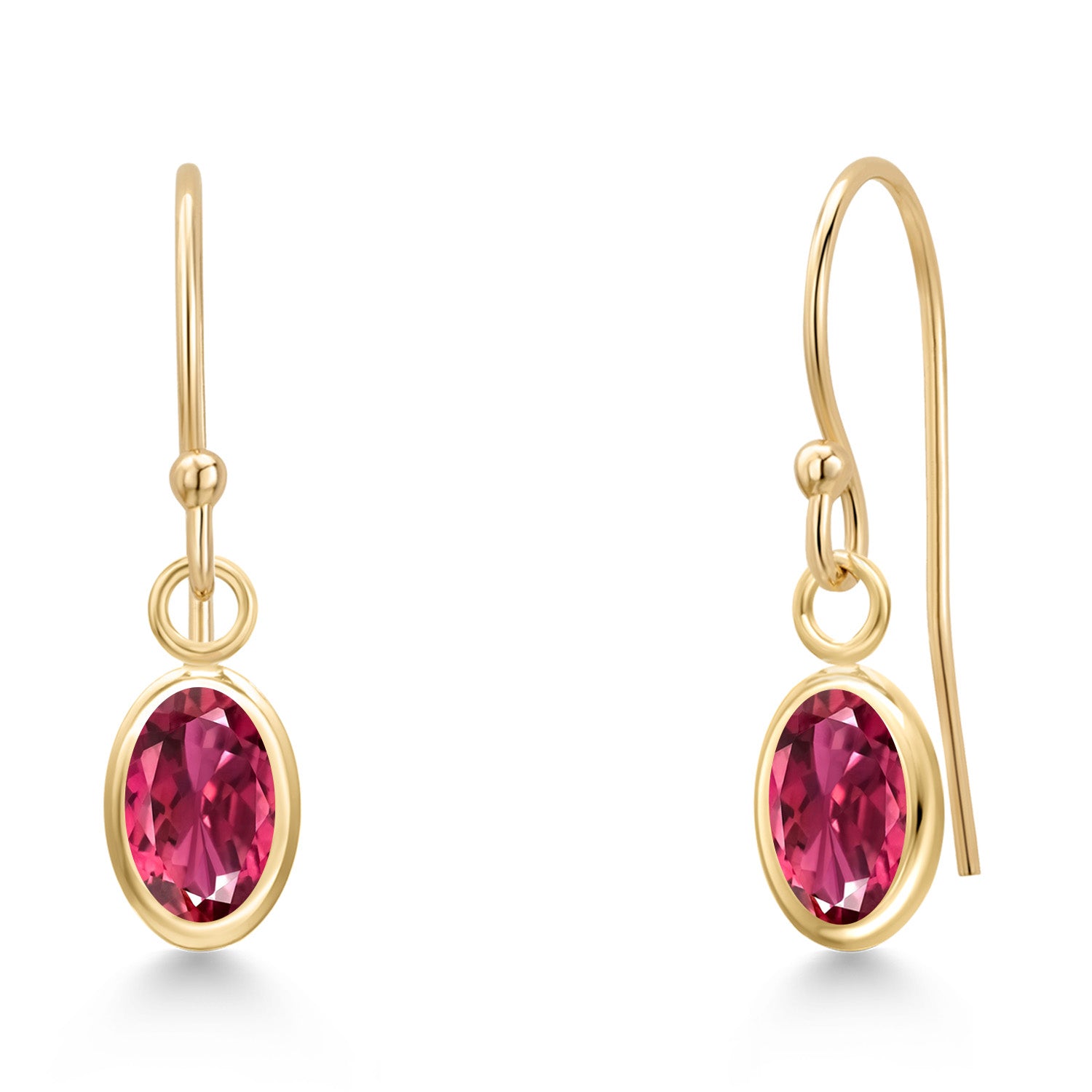 Pink Tourmaline - October_Earrings in 14K Yellow Gold