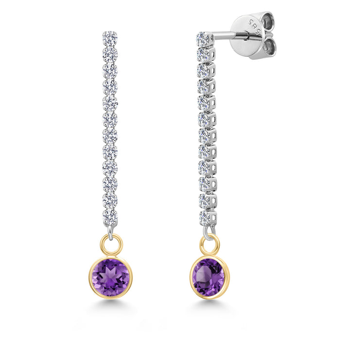 Amethyst - February_Earrings in 14K Two Tone Gold