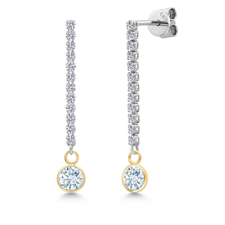 Aquamarine - March_Earrings in 14K Two Tone Gold