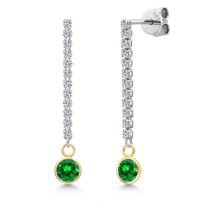 Created Emerald - May_Earrings in 14K Two Tone Gold