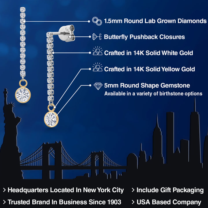 Near Colorless (GH) and E - F_Earrings in 14K Two Tone Gold