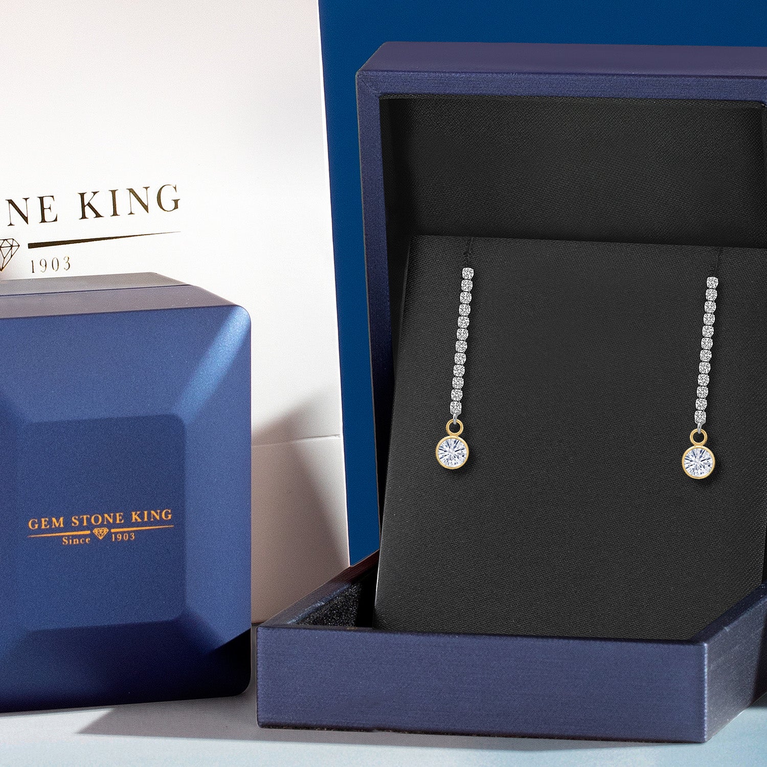 Near Colorless (GH) and E - F_Earrings in 14K Two Tone Gold