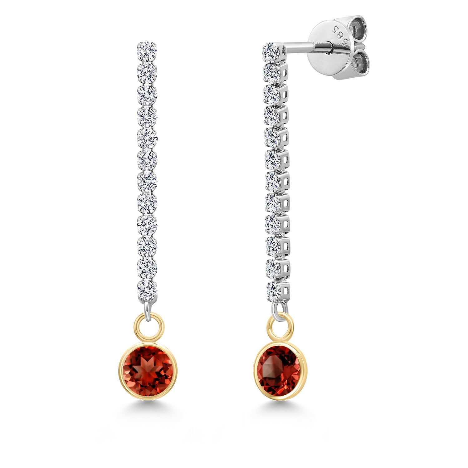 Garnet - January_Earrings in 14K Two Tone Gold