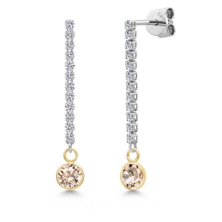 Morganite - October_Earrings in 14K Two Tone Gold