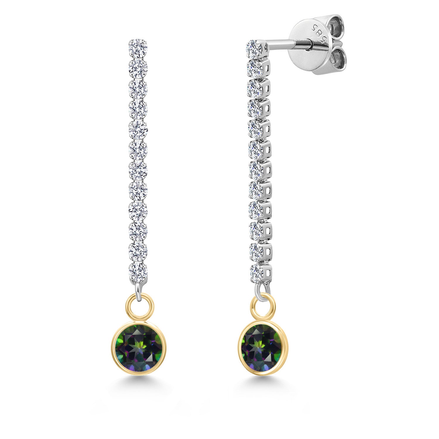 Green Mystic Topaz_Earrings in 14K Two Tone Gold