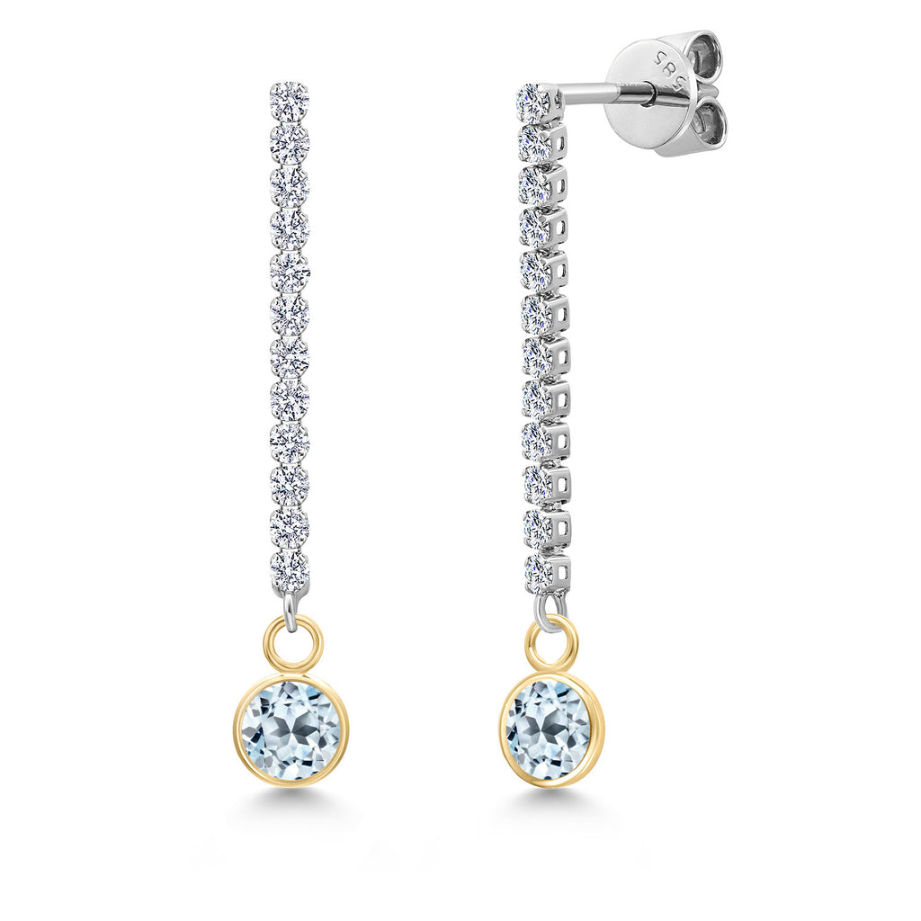 Sky Blue Topaz - November_Earrings in 14K Two Tone Gold