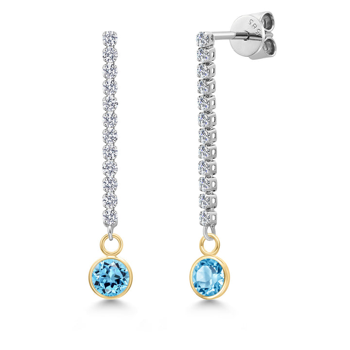 Swiss Blue Topaz - November_Earrings in 14K Two Tone Gold