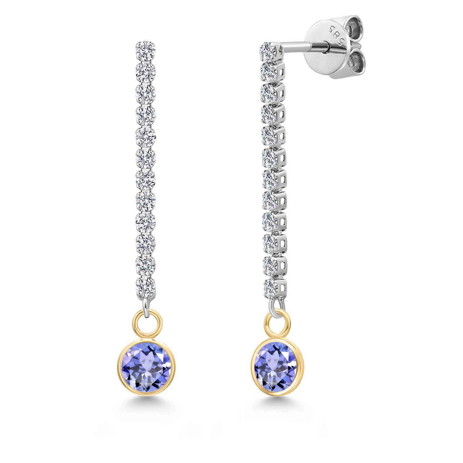 Tanzanite - December_Earrings in 14K Two Tone Gold
