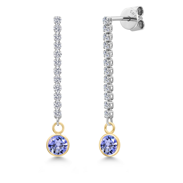 Tanzanite - December_Earrings in 14K Two Tone Gold
