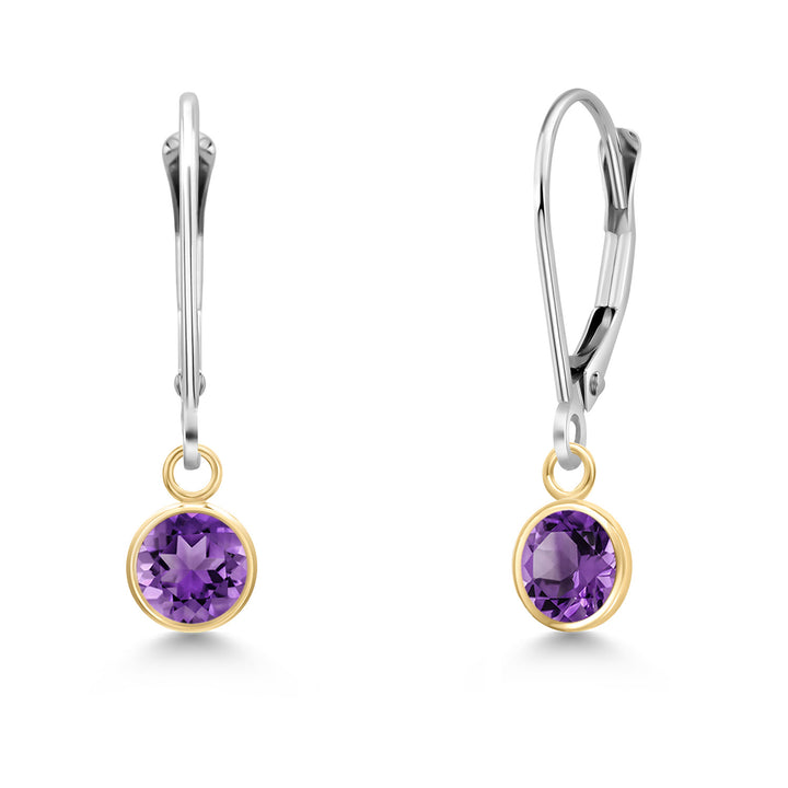Amethyst - February_Earrings in 14K Two Tone Gold