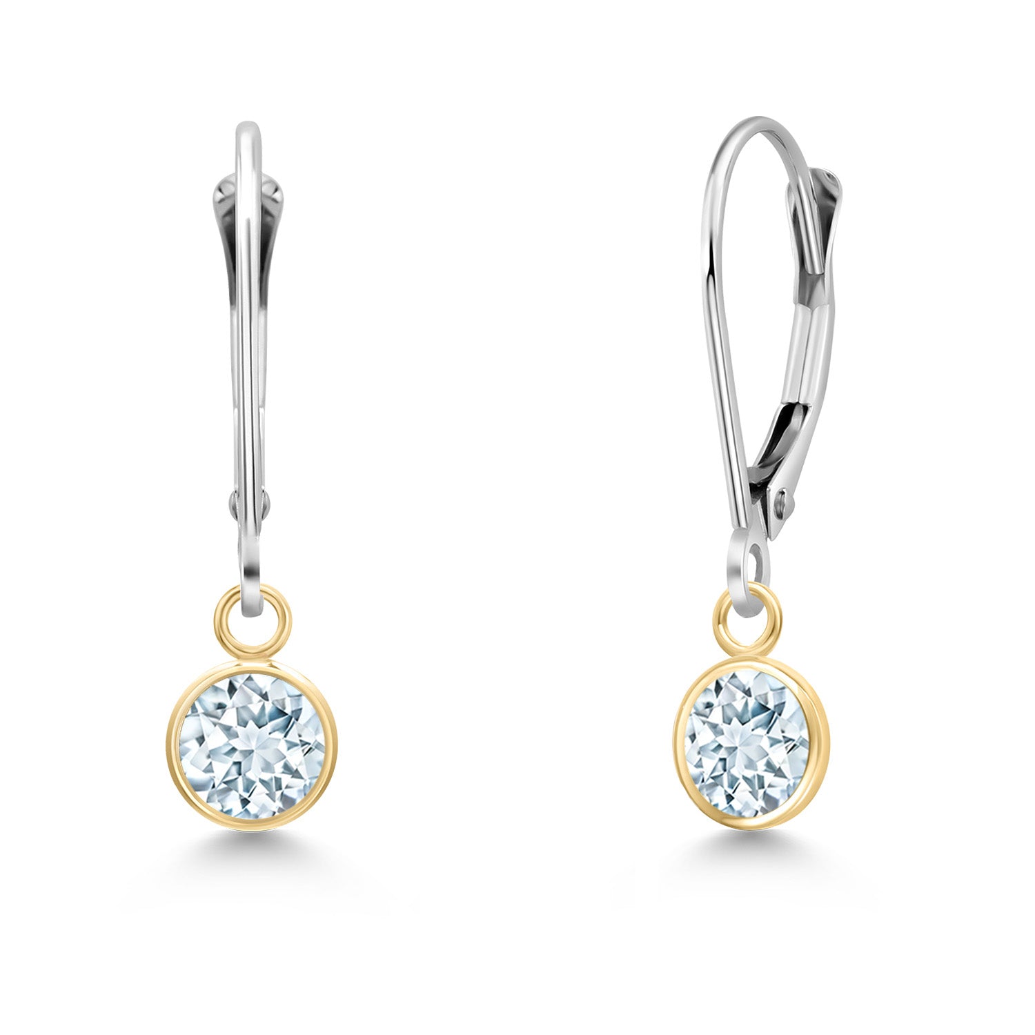 Aquamarine - March_Earrings in 14K Two Tone Gold