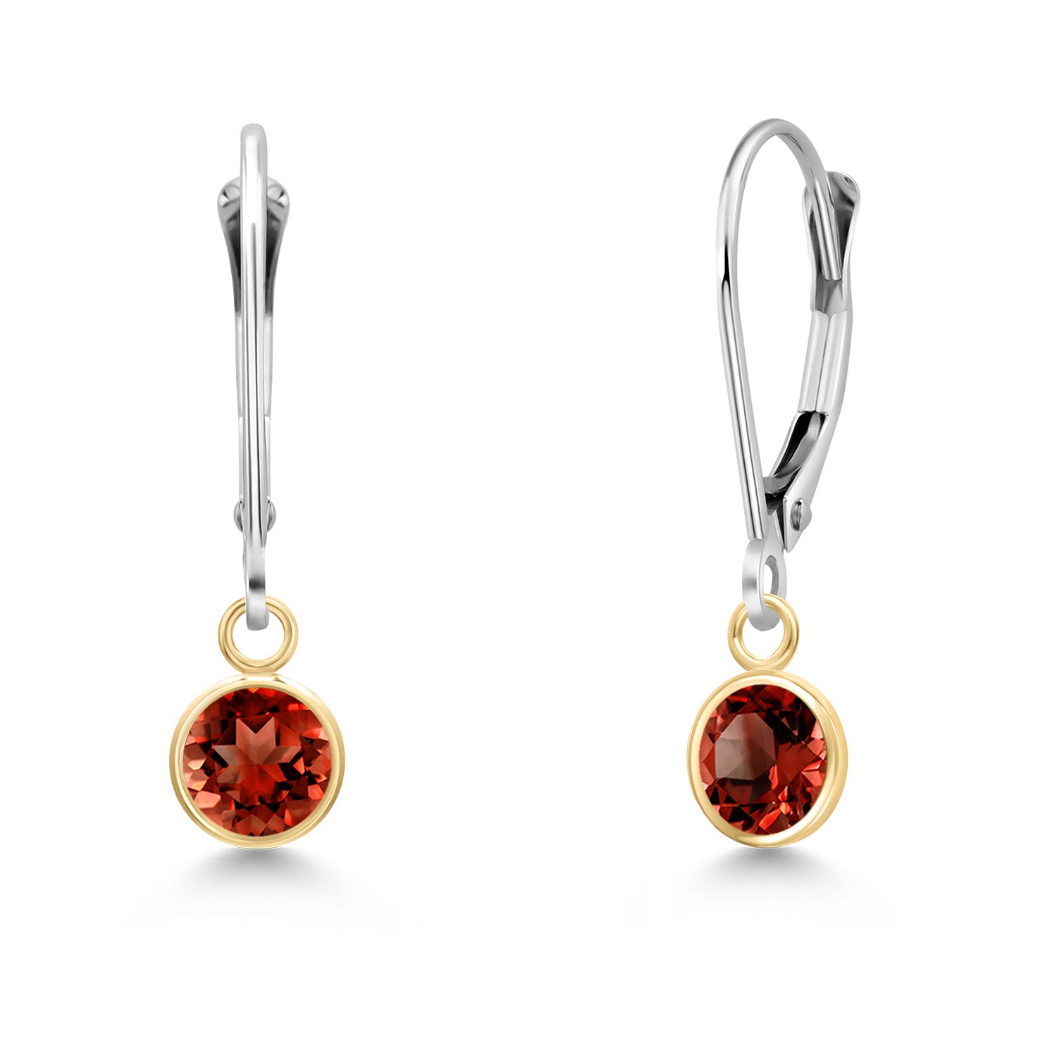 Garnet - January_Earrings in 14K Two Tone Gold