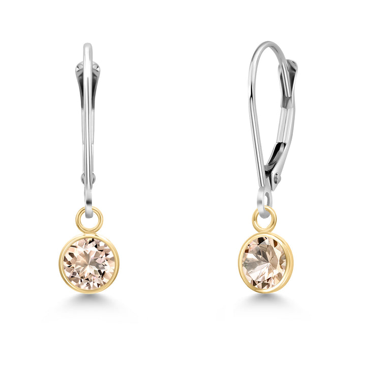 Morganite - October_Earrings in 14K Two Tone Gold
