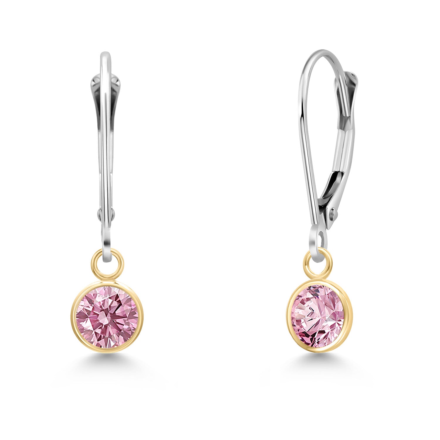 Pink Lab Grown Diamond - April_Earrings in 14K Two Tone Gold